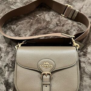 Coach Dark Stone Leather Crossbody Bag (Authentic)